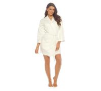 A2Z Ladies 100% Cotton Waffle Dressing Gown Kimono Bathrobe - Robe LDS 503 White 12-14