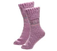 A2Z Ladies 2 Pack Fairisle Thermal Socks Soft Cosy Lounge with Gripper - Socks LDS 1429 Lilac 2 Pack 4-8