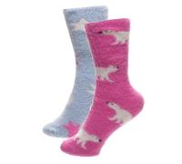 A2Z Ladies 2 Pack Novelty Chenille Cosy Socks Soft Brushed Warm Winter - Socks LDS 1437 Polar Bear 2 Pack 4-8