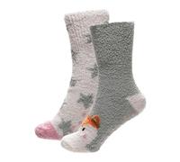 A2Z Ladies 2 Pair Animal Cosy Socks with Grippers for Women - Socks LDS 1251A Fox 2 Pack 4-8