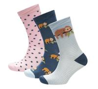 A2Z Ladies 3 Pack Bamboo Crew Socks Soft Breathable Animal Designs