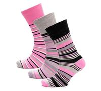 A2Z Ladies 3 Pack Bamboo Socks Non Elastic Comfort Top Soft Breathable - Socks LDS 1345 Striped 3 Pack 4-8