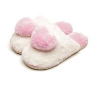 A2Z Ladies 3D Heart Mule Slippers Soft Plush Faux Fur Indoor Slip On House Shoes - Slipper LDS 2591 Pink 7/8 UK