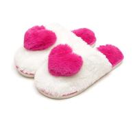 A2Z Ladies 3D Heart Mule Slippers Soft Plush Faux Fur Indoor Slip On House Shoes - Slipper LDS 2596 Cerise 5/6 UK