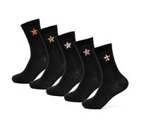 A2Z Ladies 5 Pack Cotton Rich Cat Star Embroidered Socks Size 4-8 | Soft Durable Stylish Everyday Womens Socks with Cute Embroidery