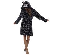 A2Z Ladies Animal Hooded Robe Fox Panda 3D Ears Fluffy Fleece Dressing Gown | Soft Warm Knee Length Robes Belt Pockets Loungewear Nightwear Sizes 8 to 22