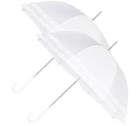 A2Z Ladies Bridal Walking Umbrella Double Frill Dome Brolly Stylish Ruffle Lace - Umbrella Romantic Ruffle 2 Pack