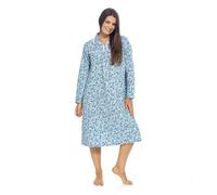 A2Z Ladies Brushed Cotton Flannelette Nightie Long Sleeve Floral Print Nightdress Soft Cosy Warm Winter Nightwear Classic Button Front Comfortable Relax Fit Nightgown 100% Cotton for Women Size 10-24