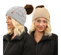 A2Z Ladies Cable Knit Fur Bobble Beanie - Hat LH3069 Pack B One Size