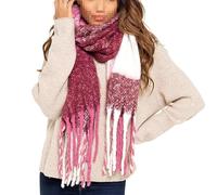 A2Z Ladies Cosy Chunky Tartan Scarf, Brushed Blanket Wrap Featuring Tassels, Soft Knitted Oversized Shawl with Fringe for Winter Casual & Travel Wear