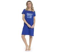 A2Z Ladies Cotton Jersey Nightie Short Sleeve Oversized Sleep Shirt Dress - Nightie LDS 456 Blue 20/22