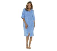 A2Z Ladies Cotton Towelling Short Sleeve Zip Dressing Gown Terry Bath Robes | Soft Terry Crew Neck Housecoat Front Pockets Women Bathrobes Sizes 10 to 24