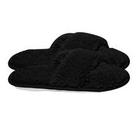 A2Z Ladies Crossover Mule Slippers Memory Foam Fluffy Cozy - SLPR LDS Frida Black 7/8 UK