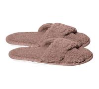 A2Z Ladies Crossover Mule Slippers Memory Foam Fluffy Cozy - SLPR LDS Frida Mink 5/6 UK
