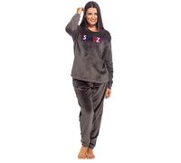 A2Z Ladies Flannel Fleece Pyjama Set Super Soft Charcoal Womens Loungewear - PJS LDS 476 Charcoal 18-20