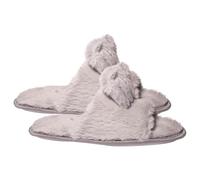 A2Z Ladies Fluffy Bow Slippers Women’s Soft Plush Open-Toe House Sliders - SLPR LDS Bunny Grey 7/8 UK