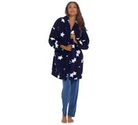 A2Z Ladies Foxbury Sherpa Fluffy Fleece Cardi Edge To Edge Dressing Gown - Robe 1703 Navy 8-10