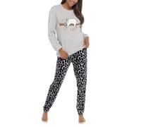 A2Z Ladies Foxbury Twosie Pyjama Set Sloth Dream More Sleep More Fleece - PJS 1402 Grey 8-10