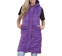 A2Z Ladies Gilet Oversized Hooded Quilted Gilet Padded Long Line Vest - Gilet 800 Purple XXL