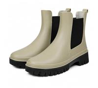 A2Z Ladies Girls Teens Wellington Chelsea Ankle School Office Rain Wellies | Non Slip PVC Upper Elastic Side Panels Pull Tab And Chunky Tan Tread Sole Outdoor Garden Festival Shoe UK Sizes 3 UK to 8 UK