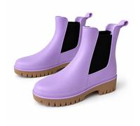 A2Z Ladies Girls Teens Wellington Chelsea Ankle School Office Rain Wellies | Non Slip PVC Upper Elastic Side Panels Pull Tab And Chunky Tan Tread Sole Outdoor Garden Festival Shoe UK Sizes 3 UK to 8 UK