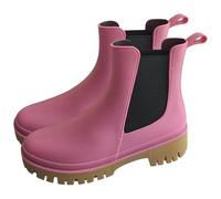 A2Z Ladies Girls Teens Wellington Chelsea Ankle School Office Rain Wellies | Non Slip PVC Upper Elastic Side Panels Pull Tab And Chunky Tan Tread Sole Outdoor Garden Festival Shoe UK Sizes 3 UK to 8 UK