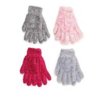 A2Z Ladies Gloves 4 Pack Thermal Feather Magic Gloves Women Warm Winter Gloves Full Fingers Fuzzy Stretchy Knitted Snow Mittens Ladies Walking Riding Driving Warm Gloves One Size Fits All