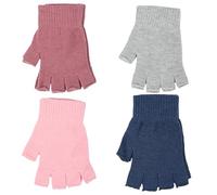 A2Z Ladies Gloves 4 Pack Warm Winter Fingerless Gripper Magic Glove Women Half Finger Stretchy Knitted Mittens Ladies One Size Non-Slip Outdoor Sports Gym Driving Yoga Gloves