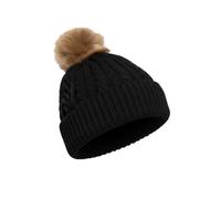 A2Z Ladies Hats Cable Knitted Bobble Faux Fur Pom Pom Beanie - Hat LH838 Black One Size