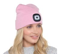A2Z Ladies Hats LED Light Knitted Beanie Rechargeable Headlamp Breathable - Hat LH598 Baby Pink One Size