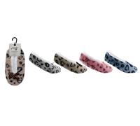 A2Z Ladies Heart Print Slipperette Soft Fleece Indoor Slippers Socks for Women Faux Fur - Ladies Slipperette Blue Heart Print Socks 4-8