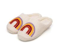 A2Z Ladies Heart & Rainbow Mule Slippers Plush Fleece Indoor Slippers - Slipper LDS 2604 Rainbow 7/8 UK