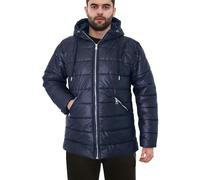 A2Z Ladies Hooded Silver Zipped Puffer Jacket - Jacket JK39 Navy._L