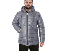 A2Z Ladies Hooded Silver Zipped Puffer Jacket - Jacket JK39 Steel Grey._S