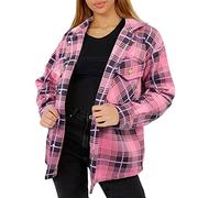 A2Z Ladies Jacket Checked Shacket Shirt Button Down Oversize Top Coat - Jacket JK37 Baby Pink XL