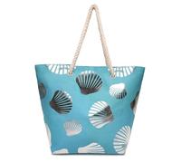 A2Z Ladies Large Beach Tote Bag with Rope Handles Zip Closure Summer Shoulder Shopper Holiday Travel Bag Tropical Palm Pineapple Shell Print Lightweight One Size