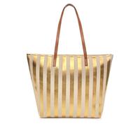A2Z Ladies Large Canvas Tote Bag with Zip Closure Shoulder Shopper Beach Travel Weekend Bag with PU Handles Metallic Gold Star Spot or Stripe Print One Size