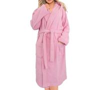 A2Z Ladies Luxurious 100% Soft Cotton Comfortable Towelling Bathrobe Dressing Gown Hooded - Towel Bathrobe Baby Pink 16-18