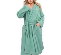 A2Z Ladies Luxurious 100% Soft Cotton Comfortable Towelling Bathrobe Dressing Gown Hooded - Towel Bathrobe Aqua 16-18