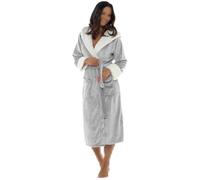 A2Z Ladies Luxury Shimmer Fleece Dressing Gown Womens Hooded Robe - Robe LDS 526 Grey 16/18