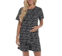 A2Z Ladies Maternity Shorts Pyjamas Set Printed Jersey Cotton Top Shorts - PJS 220 Black 8-10