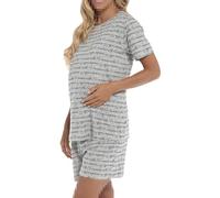A2Z Ladies Maternity Shorts Pyjamas Set Printed Jersey Cotton Top Shorts - PJS 220 Grey 16-18