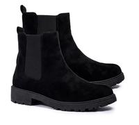 A2Z Ladies Mila Chelsea Black Microfibre Boot Classic Pull On Ankle Boot for Women - Shoes LDS Mila Chelsea Black 6 UK