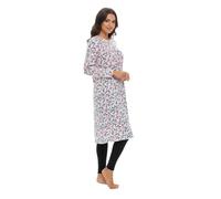 A2Z Ladies Nightie Womens Soft Touch Polar Fleece Nightgown with Button Placket - Nightie 382 Pink Floral 18-20
