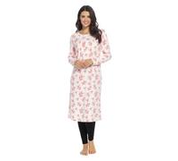 A2Z Ladies Nightie Womens Soft Touch Polar Fleece Nightgown with Button Placket - Nightie 473 Pink Floral 14-16
