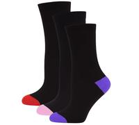 A2Z Ladies Plain Cotton Rich Crew Socks with Luxury Multipack Contrast Heel Toe - Socks 971 3 Pack B Pink/Purple/Red