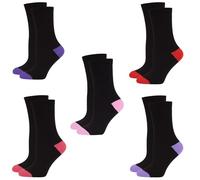 A2Z Ladies Plain Cotton Rich Crew Socks with Luxury Multipack Contrast Heel Toe - Socks 971 5 Pack