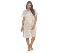 A2Z Ladies Poly Cotton Woven Floral Nightie Short Sleeve Classic Nightdress - Nightie LDS 602 Pink 18/20
