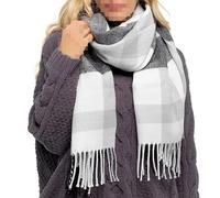 A2Z Ladies Scarf Oversized Knitted Scarves Warm Soft Womens Checked Scarfs - Scarf 1037 Grey Check