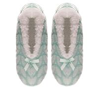 A2Z Ladies Sherpa Lined Slipper Bow Fluffy Socks Comfortable For Daily Footwear Warm Winter Cozy - Socks LS527 Aqua M-L